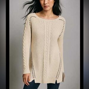 Philosophy Cream Cable Knit Studded Sweater Sz Large